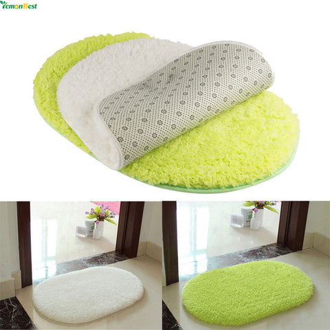 1Pcs 40*60CM Bathroom Carpets Absorbent Soft Memory Foam Doormat Floor Rugs Oval Non-slip Bath Mats Green White