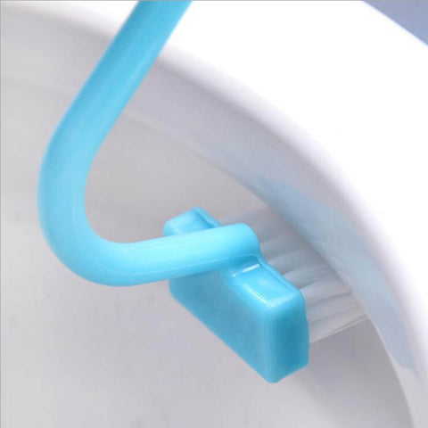 1Pcs S Shape Toilet Cleaning Brush Portable Toilet Brush Scrubber Curved Clean Side Bending Handle Corner Brush