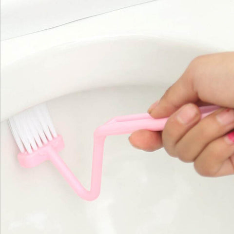 1Pcs S Shape Toilet Cleaning Brush Portable Toilet Brush Scrubber Curved Clean Side Bending Handle Corner Brush