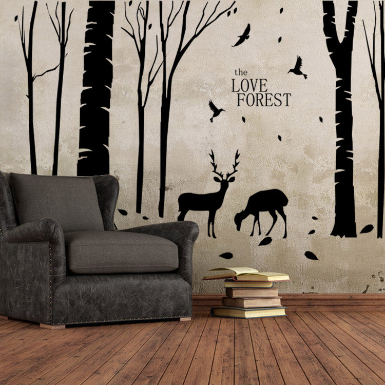 Home Decoration Vinyl Deers in Forest Wall Sticker Removable
