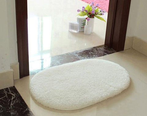 1Pcs 40*60CM Bathroom Carpets Absorbent Soft Memory Foam Doormat Floor Rugs Oval Non-slip Bath Mats Green White