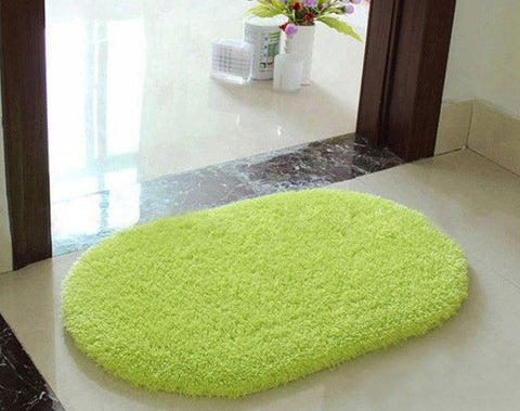 1Pcs 40*60CM Bathroom Carpets Absorbent Soft Memory Foam Doormat Floor Rugs Oval Non-slip Bath Mats Green White