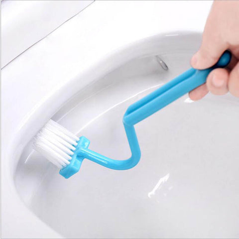 1Pcs S Shape Toilet Cleaning Brush Portable Toilet Brush Scrubber Curved Clean Side Bending Handle Corner Brush