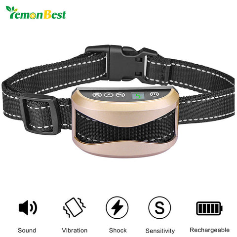 LemonBest Anti Bark Collar No Barking Training Electric Shock Vibration Puppy Pet Dog Training Collar Belt With 7 Levels Shock