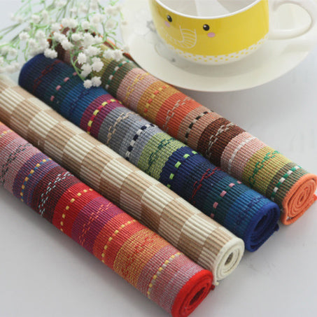 Colorful fashion pure stripe placemat table mat fabric